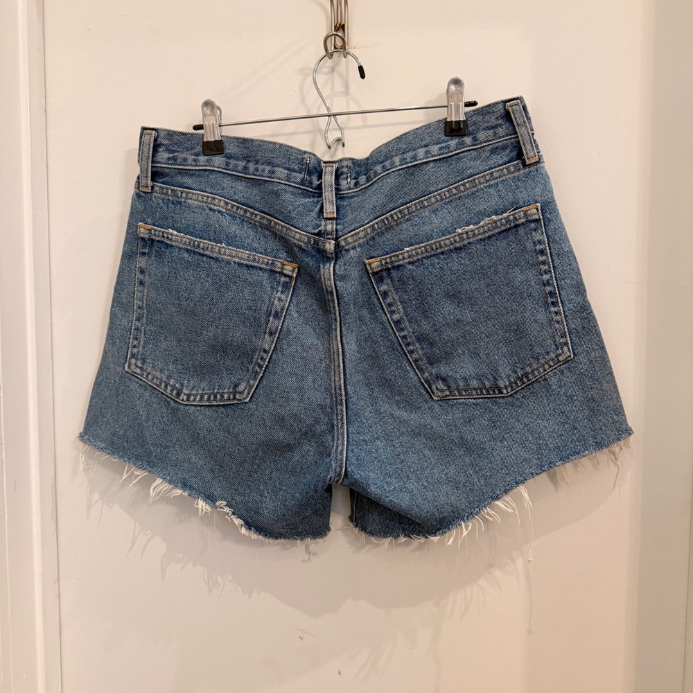 AGOLDE Parker Long Denim Shorts Size 29 Vintage High Rise Frayed Hem Cut Offs - Picture 3 of 5